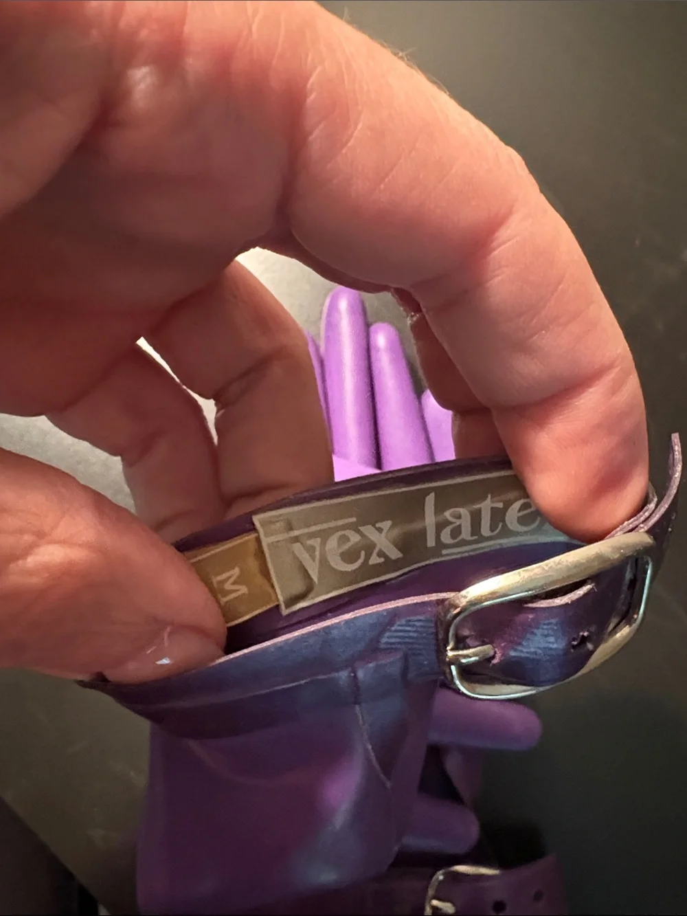 Purple Latex Moto Gloves with Adjustable Buckle Strap from VEX